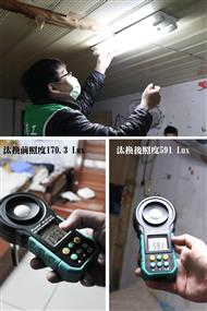 協助弱勢家戶汰換老舊照明並測量汰換前後照度