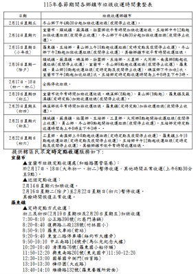 115年宜蘭縣春節垃圾收運時間彙整簡表3