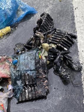 疑似導致垃圾車悶燒起火之鋰電池