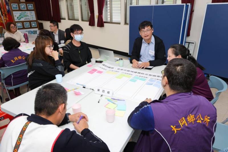 圖片說明：大同淨零轉型節能工作坊帶領議題桌長及大同鄉學員分享討論