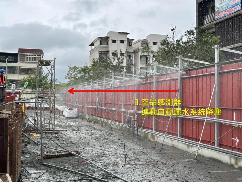 圖片說明：工地內易發生揚塵區域設置自動灑水設備